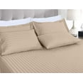 thumbnail image 2 of 1000 Thread Count 100% Egyptian Cotton 4-Piece Bed Sheet Set (1 Flat, 1 Fitted Sheet, 2 Pillow Covers) 21 Inches Deep Pocket Size California-King Color Taupe Stripe, 2 of 5