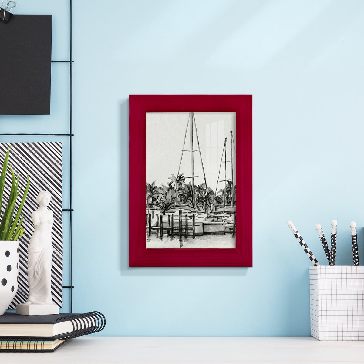 Neutral Tropics I - Framed Print w/glass - Cherry Red