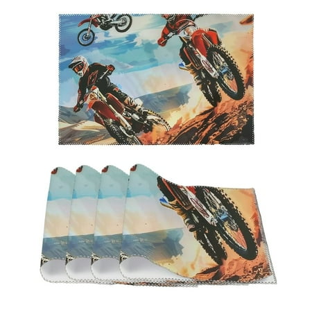 

FACANNAP Desert Landscape Canvas Placemats (Set of 4) Summer Party Kitchen Dining Decor 11.8*17.7in