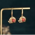 thumbnail image 3 of HOOUN Jade Bohemian Drop Dangle Earrings Elephant 18K Gold Plated Crystal Gemstone, 3 of 5