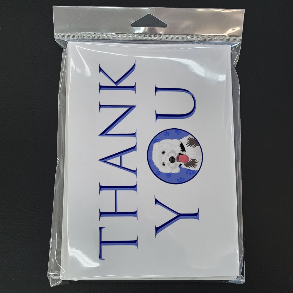 Doodle Silver and White #2 Thank You Greeting Cards and Envelopes Pack of 8 7 in x 5 in