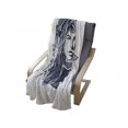 thumbnail image 4 of Ethnic Soft Flannel Fleece Throw Blanket, Woman Portrait with Occult Motifs Bird Blooming Rose Background, Cozy Plush for Indoor and Outdoor Use, 50" x 70", White and Dark Blue, by Ambesonne, 4 of 6