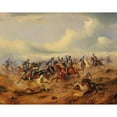 thumbnail image 2 of Alexander Von Bensa 14x12 Gold Ornate Wood Frame and Double Matted Museum Art Print Titled - Scene from the Hungarian Revolution Ulanen, 2 of 4