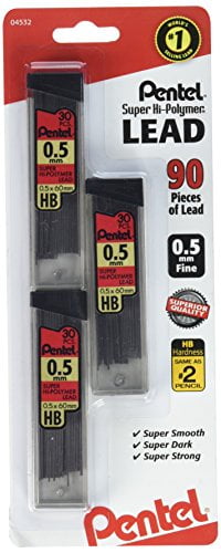 Pentel C25bphb3 90 Count .5mm Super Hi Polymer® Lead