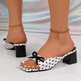 thumbnail image 5 of PiGOGI Women's Polka Dot Bow Mules Block Heel Non-Slip Comfortable Open Toe Sandals Summer White 5.5, 5 of 9