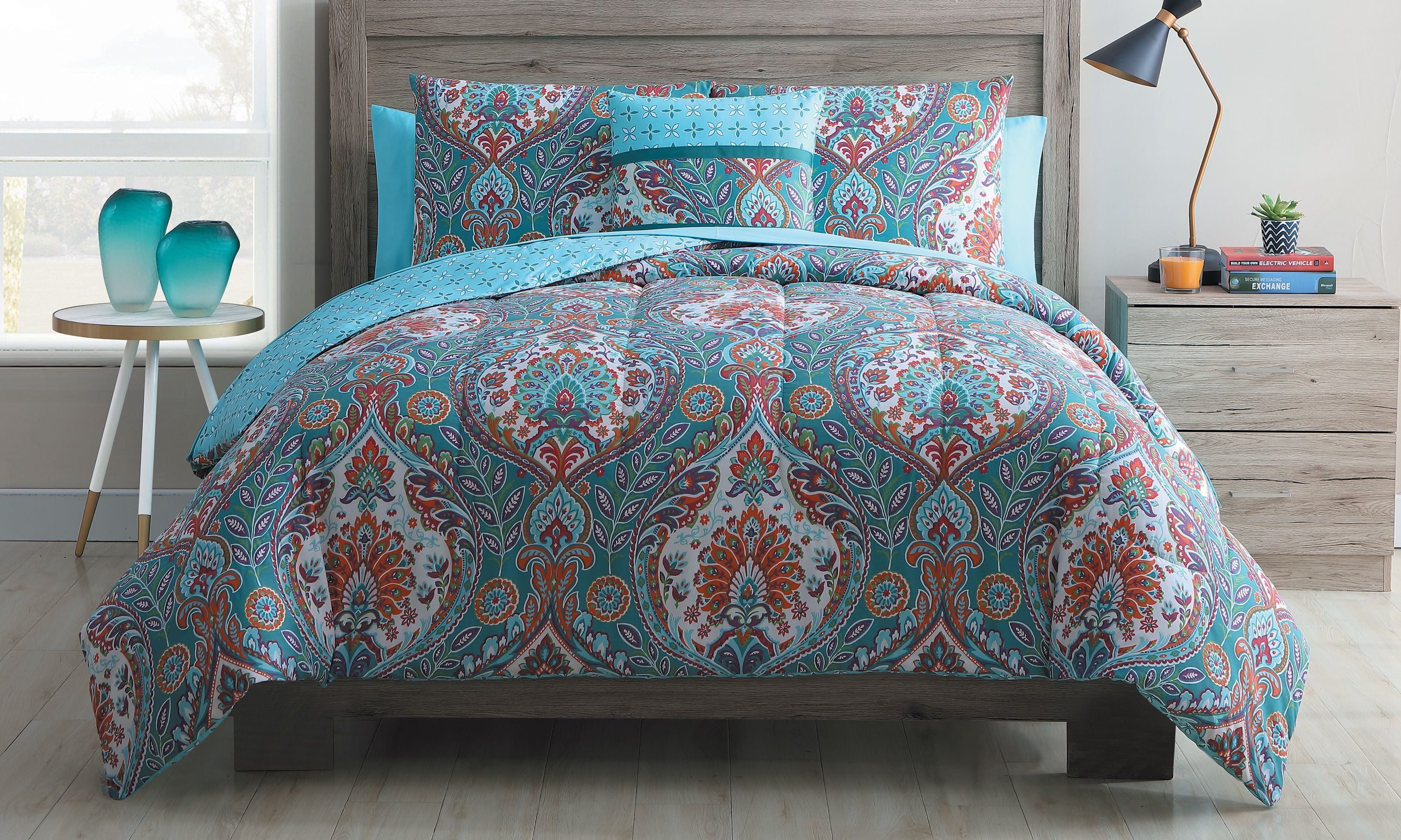 VCNY Home Brynn Damask Reversible BedinaBag Comforter Set, King