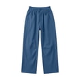 thumbnail image 5 of hlysgo Wide Leg Linen Pants for Women High Waisted Palazzo Pants Boho Summer Casual Loose Flowy Pant Trousers with Pockets Navy,L, 5 of 5