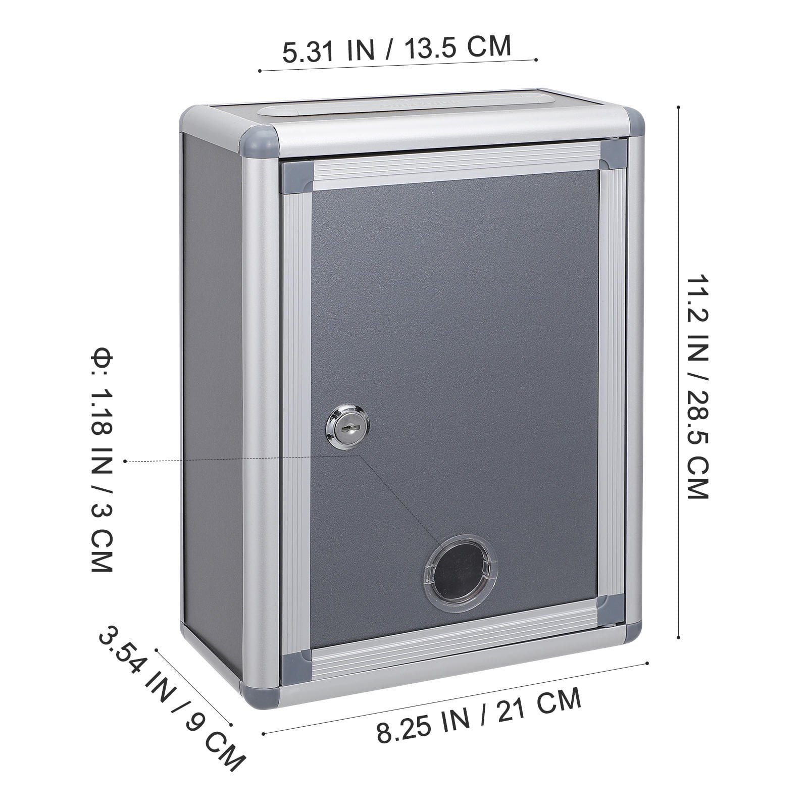 Pawsdot Small Grey Aluminium Alloy Mailbox with Lock Storage Box