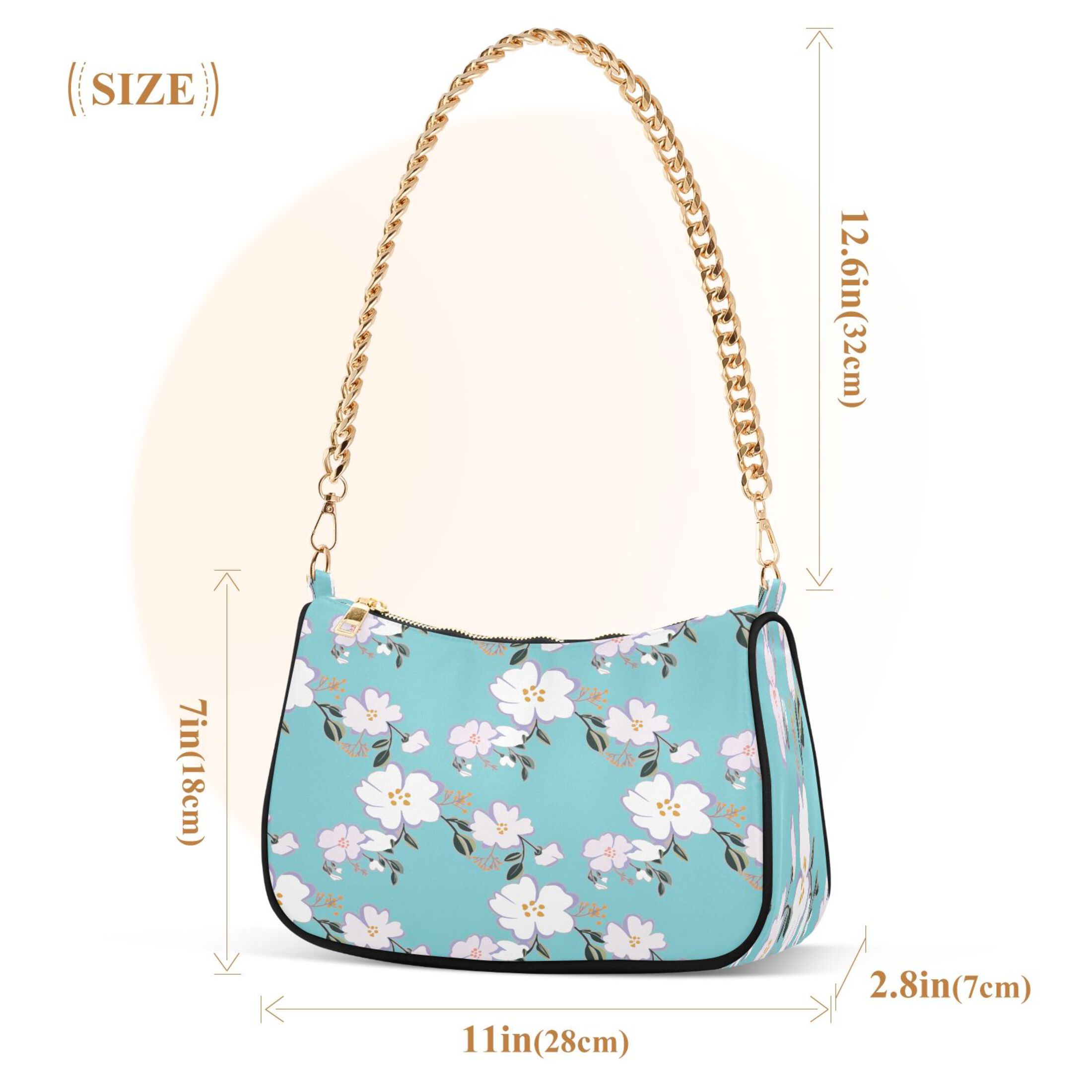 Ryvnso Colorful Spring Floral Womens Chain Shoulder Bag Tote Handbags Clutch Hobo Purse with Zipper for Travel