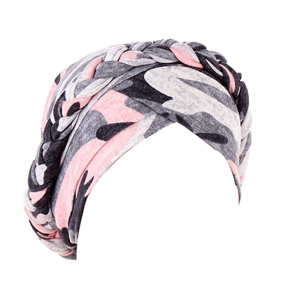 Qarigey Pack de 3 turbantes a la moda, diseño europeo Multicolor, capa única para la cabeza, gorro para el pelo, accesorios para el cabello Sombreros rosa camuflaje