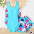 thumbnail image 2 of Godom Kid Girl Swimsuit Tankini Set 2PC Bathing Suit for Girls, Tropical Girls' Full Coverage Swimwear Shorts Set,Blue, 2 of 7