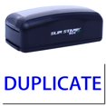 thumbnail image 1 of Large Pre-Inked Duplicate Stamp, Slim 1854, Ultra Slim Design, Impression Size 1-13/16" by 2-1/2", Up to 25,000 Impressions - Blue Ink, 1 of 10