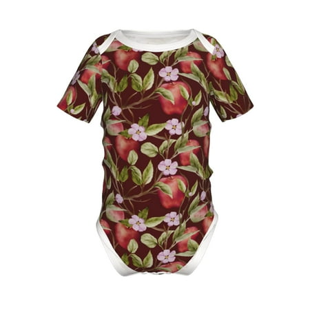 

Coaee Leaf And Fruit for Soft Baby Short-Sleeve Bodysuit Baby Climbing Clothes Baby Girls Boys Bodysuit Romper-3 Months