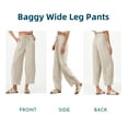 thumbnail image 4 of DOKOTOO Barrel Pants Women Casual Drawstring Wide Leg Palazzo Pants Elastic Waisted Linen Pants Trousers with Pockets, 4 of 10