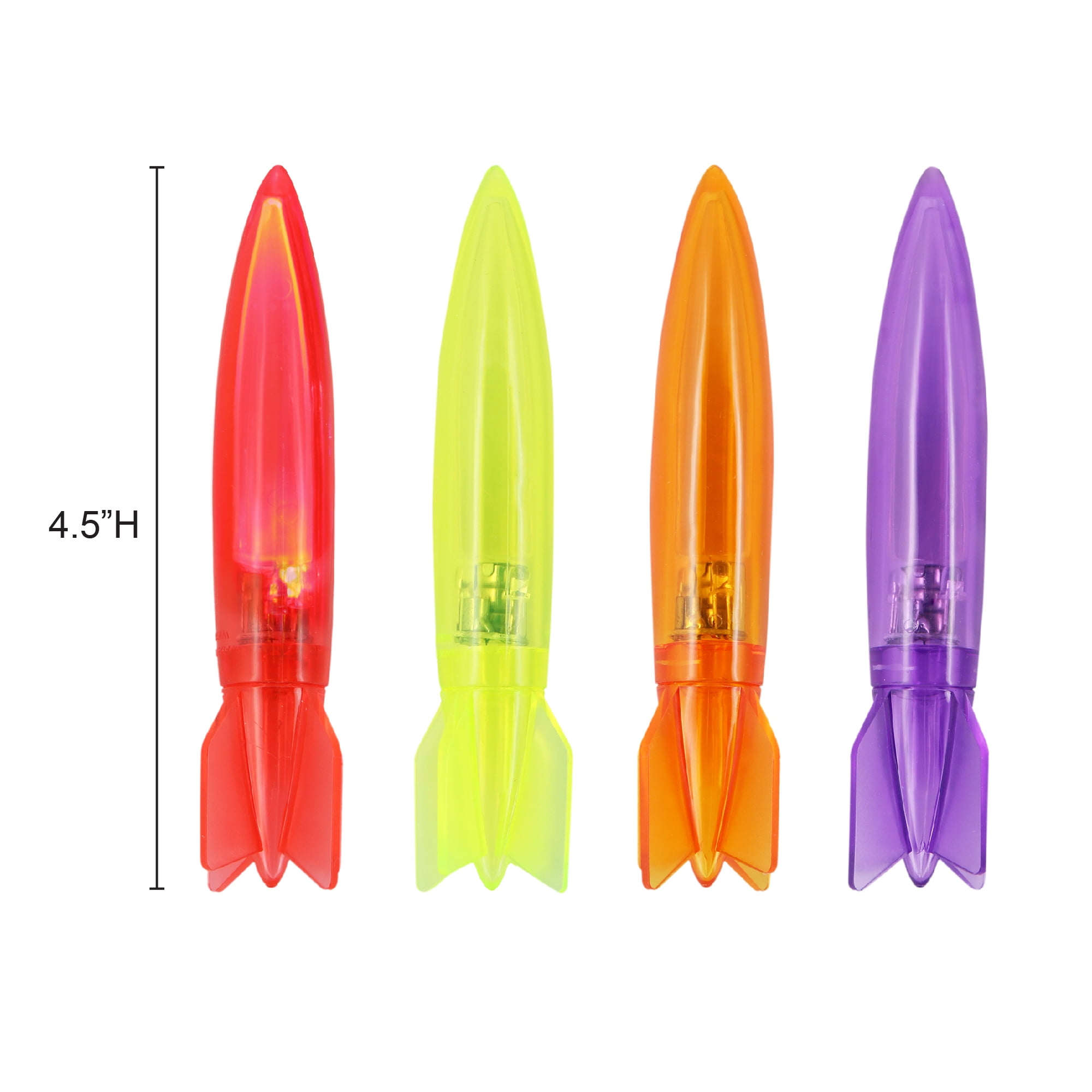 Play Day Light-Up Torpedoes 4-Pack Kids Pool Underwater Dive Toys Summer Family Fun, Ages 3+
