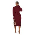 thumbnail image 1 of HH New Women's Solid Color Turtleneck Knitting Tied Dress, 1 of 1
