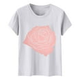 thumbnail image 5 of Womens Graphic T Shirts Rose Graphic Loose Fit Summer Short Sleeve Boyfriend Casual Crew Neck Tees Womens Summer Tops White L, 5 of 5