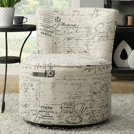 Monarch Vintage French Fabric Accent Chair With Swivel Base White Monarch Vintage French Fabric Accent Chair With Swivel Base White