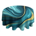 thumbnail image 4 of Teal and Gold Marble Splatter Pattern Round Tablecloth 60"x60",Wrinkle Wipeable Table Cloth for Kitchen Dining Room Picnic Patio Party, 4 of 6