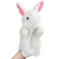 thumbnail image 1 of marioneta de mano de peluche de conejo, accesorio para contar historias, juego de rol, recuerdo de fiesta para padres e hijos, color blanco, 1 of 7