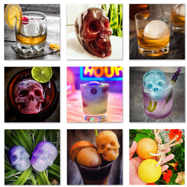Shaped Extra Large 2.75 Inch 3D Skull & Sphere Ice Molds Set, Large Round  Whiskey Ball Ice Molds, Bourbon Ice Tray Gift Set, Spherical Ice Makers - 2