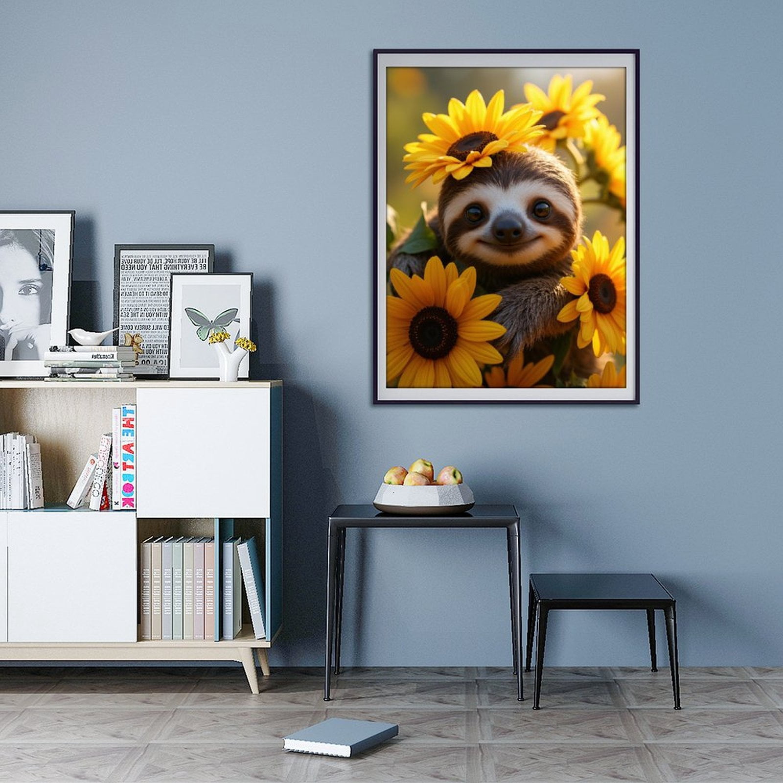 Diamond Art Kit for Adults, Adorable Sloth Among Sunflowers Diamond Painting for Adults Beginners, DIY Diamond Art Painting Kits, 5D Diamond Painting Crafts for Home Decor 12x16 Frameless
