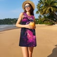 thumbnail image 3 of Easygdp Watercolor Painting White Horse para Vestido Transpirable de Mujer, Vestido Suelto de Manga Corta con Pliegues y Bolsillos para el Verano, 3 of 7