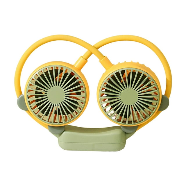 Ventilador de cuello colgante Ventiladores de manos Carga USB Ventilador de aire portátil de bajo ruido para Amarillo