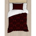 thumbnail image 3 of Ambesonne Victorian Duvet Cover Set, Vintage Curlicue Forms, Queen, Charcoal Grey and Ruby, 3 of 3