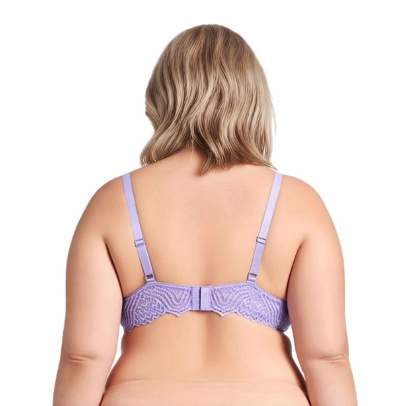 Curve Muse Women's Plus Size Push Up Add 1 Cup Underwire Perfect Shape Lace Bras-2PK-BLACK,LAVENDER-42B
