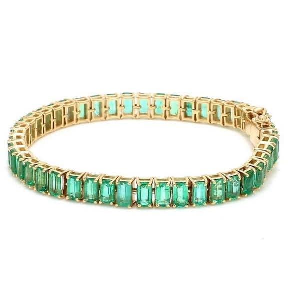 18K gold plated Emerald Baguette Tennis Bracelet,14K Gold Lab Emerald Bracelet Genuine Emerald Bracelet,Genuine Emerald Bracelet,Bracelet gift for