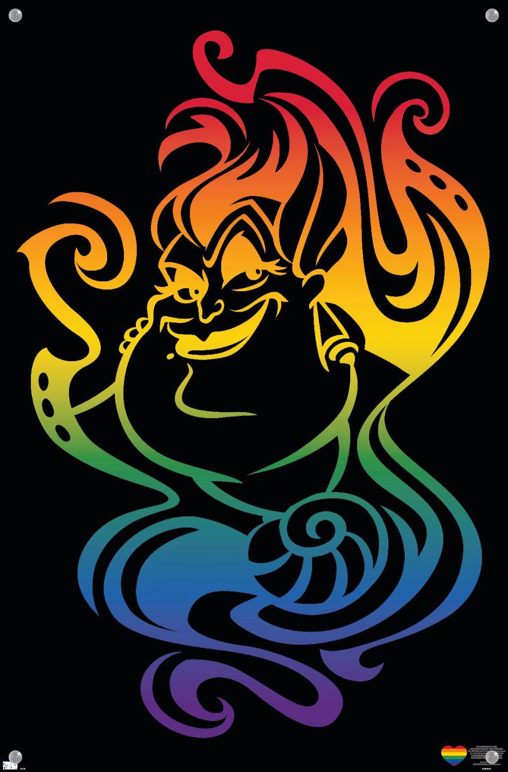 Disney Villains - Ursula Pride Wall Poster with Push Pins, 14.725" x 22.375"