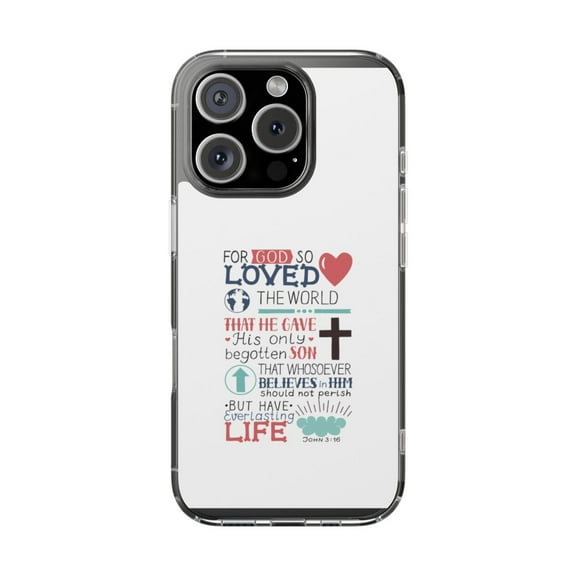 Clear Hybrid Shockproof Case for Apple iPhone 16 PRO - For God So Loved the World Design