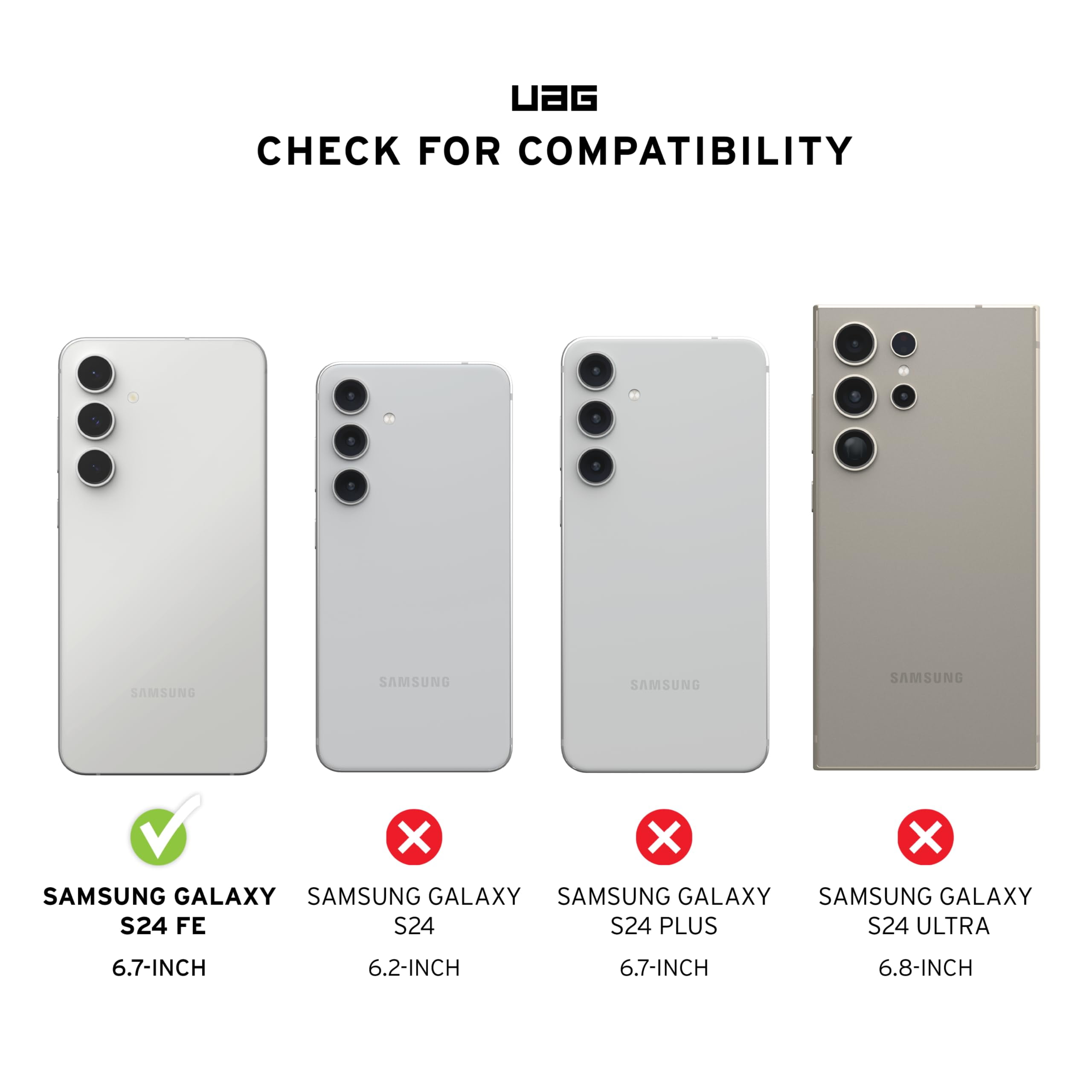 UAG Samsung Galaxy S24 FE Case Pathfinder Clear, Magnetic Charging Transparent Rugged Military Grade Dropproof Impact Resistant Protective Cover, Ash