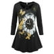 thumbnail image 1 of Camiseta de Talla Cruzada con Estampado de Mariposa Rosegal  Mangas largas de talla grande, 1 of 5