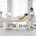 thumbnail image 3 of Holaki 75 inch Stationary Massage Table, Heavy Duty Metal Frame with PU Leather, Modern Esthetician Bed for Physical Therapy Spa Tattoo, Beige, 3 of 9