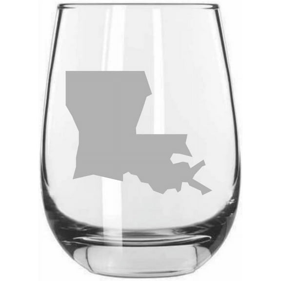 Louisiana States Etched 15.25oz Libbey Stemless Wine Glass