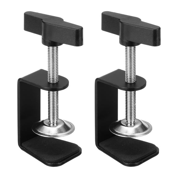 Uxcell Aluminum Alloy Desk Clamp, 2Pcs Universal C Clamps Heavy Duty g Clamp Base 0-51mm Clip Range Stand Plastic Handle Mounting Accessory Cabinet Clamps for Tables Woodworking Welding