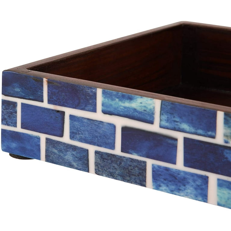 HANDICRAFTS HOME Handmade Moroccan Pattern 10x6 Towel Tray - Small Bathroom Tray, Guest Towel Holder, Decorative Napkin Holder, Bathroom Countertop Storage, Kitchen Hand Towel Holder Moroccan Black