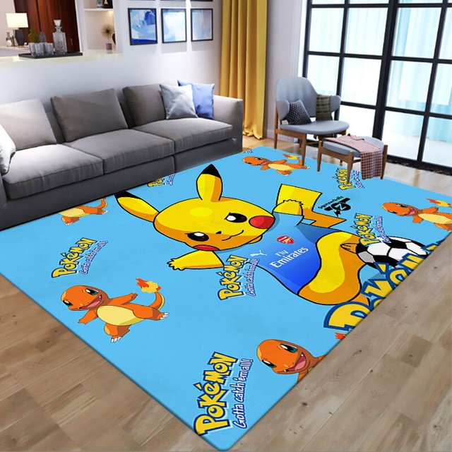 Alfombra de baño antideslizante de Pikachu, tapete rectangular de Pokemon, alfombra de franela para sala de estar, baño, dibujos animados Kawaii, Alfombra de puerta de cocina, decoración del hogar
