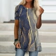 thumbnail image 2 of hoksml Vêtements d'Automne pour Femmes 2022 Mode Grande Taille Femme Décontractée Col Rond Imprimé Blouse Manches Courtes T-Shirt Tunique d'Été Hauts Liquidation, 2 of 5