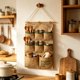 thumbnail image 5 of Linen Wall Hanging Storage Organizer 8 Pockets Multifunctional Hanging Wall Organizer Bag With Wooden Rod Space Saving Jute Wall Mount Storage Pouch, 5 of 6