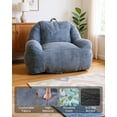 thumbnail image 3 of Baxluxe Ergonomic Bean Bag Chair for Adults, Faux Fur Fluffy Sofa Chair with High-Density Memory Foam, Grey Comfy Bean Bag Couch for Reading, Gaming (46 Inches Bean Bag Chair), 3 of 9