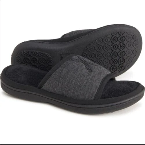 Isotoner Signature Women’s Heathered Jersey Tavi Slide Slipper, Black