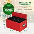 thumbnail image 6 of Hold N' Storage Under Bed Christmas Ornament Storage Box with Dividers and Trays - Fits up to 72- 3" Ornaments - Red, 6 of 9