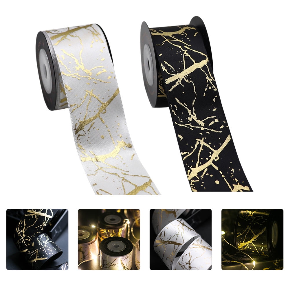 2 Rolls of Blocking Polyester Wrapping Ribbon Gift Packaging Ribbon
