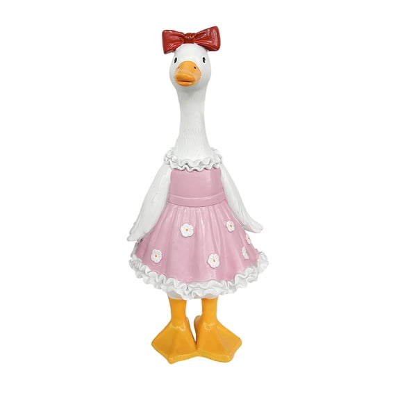 Resin Duck Garden Statue - Whimsical Outdoor Decor for Yard, Patio, Flower Bed & Park, Weather-Resistant & Decorative Gift, Pink