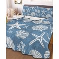 thumbnail image 3 of Quilts Twin XL Size, Starfish Sea Blue Coastal Soft Comforter Bedding Set for Bed, Summer Nautical Shell Beach Lightweight Quilted Bedspread with Pillow Cover(2 Pieces) for All Season, 68x98 Inch, 3 of 9