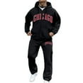 thumbnail image 2 of Mens Zip Up Hoodies and Sweatpants 2 Piece Sweatsuit Outfits Fashion City Letter Prints Track Suits Jogging Suits (Black, Size XL), 2 of 4