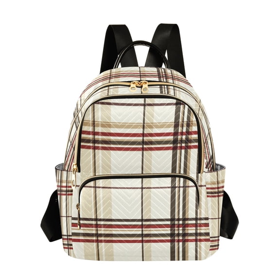 FORMRS Mini Backpack Purse for Women Travel Daypack Casual Shoulder Bag, Cream Plaid